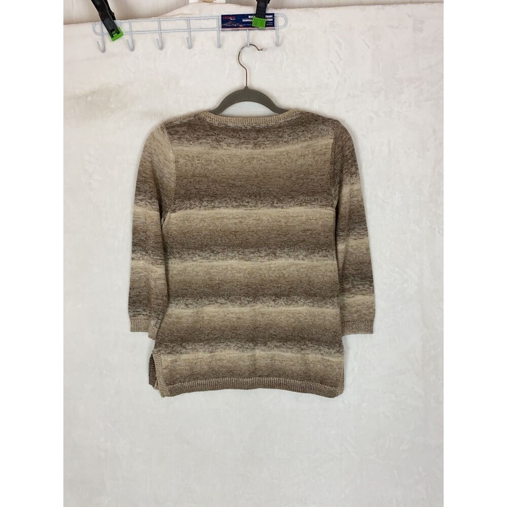Alfred Dunner Petite PM Brown Ombre Sequin Embellished Sweater Granny - Picture 4 of 9